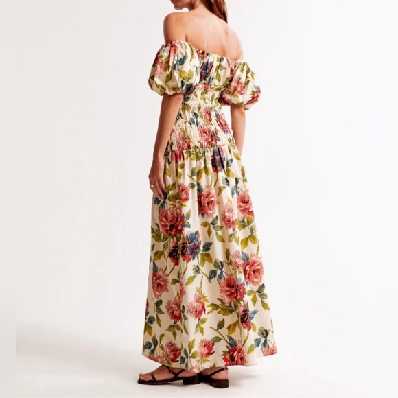 Abercrombie & Fitch Floral Puff Sleeve Maxi Dress | LARGE - Picture 4 of 6
